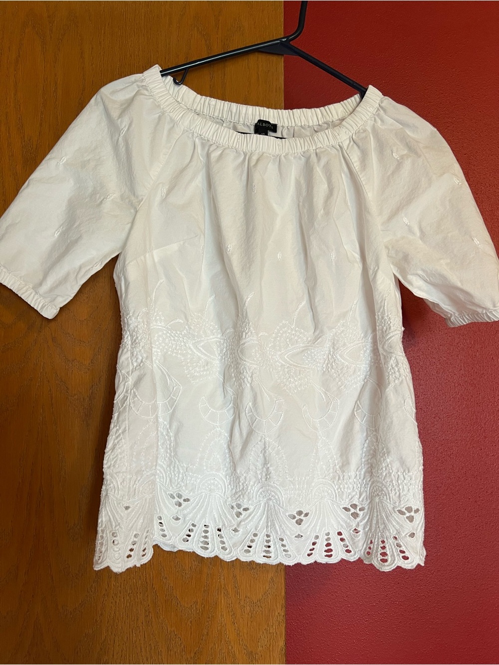 Talbots White Eyelet Peasant Blouse